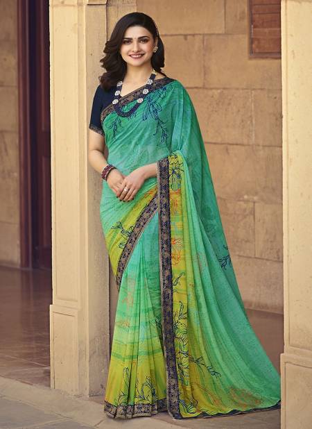 Navy Blue Colour Fancy Party Wear Designer Georgette Printed Saree Latest Collection 23557